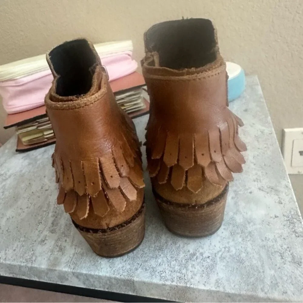 Hudson H by Core Booties Brown Western Fringes Women’s Size 8